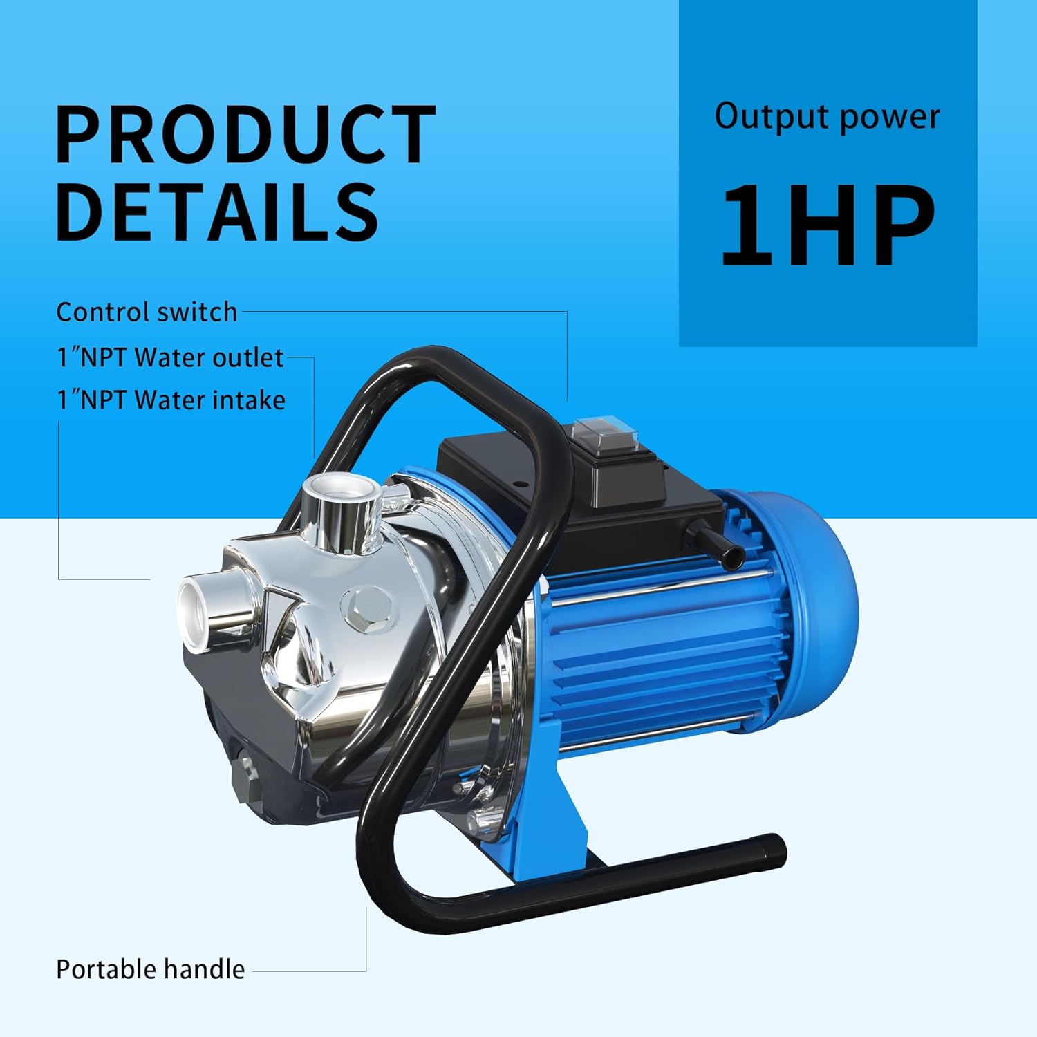 FOTING 1.5HP Shallow Well Pump with Pressure Tank, 1340GPH Irrigation Jet Pump, Automatic Water Booster System for Home Garden Lawn Farm