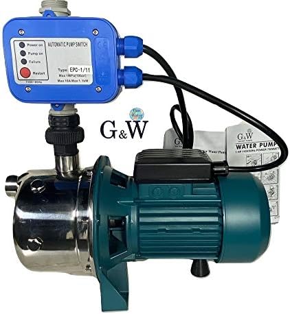 Shallow Well Jet and Booster Pump with Smart Controller Home Pressure 1 HP 110 V GW Tankless No Need for Pressure Tank Max.Flow:13GPM Max.Height:137ft.