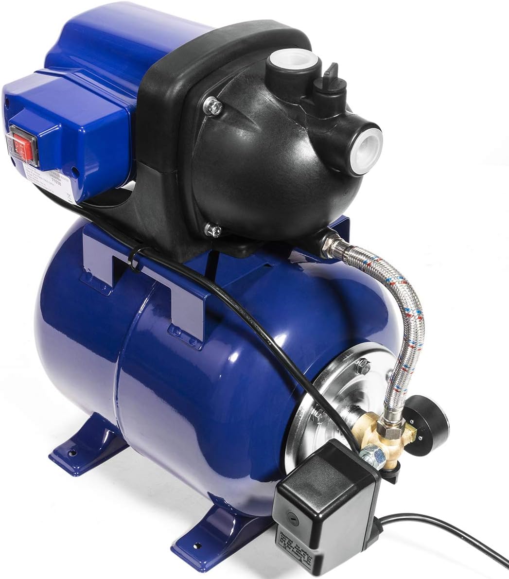 XtremepowerUS 1.6 HP Shallow Jet Water Well Pump with Tank Garden Sprinkler System, blue