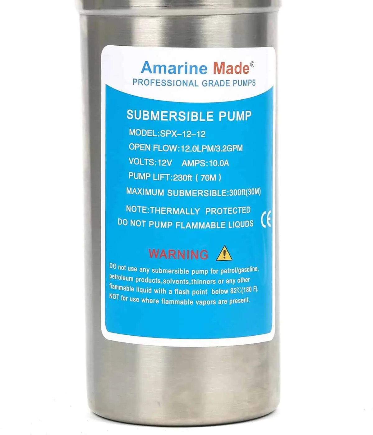 Amarine Made 12V DC Submersible Deep Well Water Pump 3.2GPM 4 10A/ Alternative Energy Solar Battery Powered with Stainless Steel Shell-Max Lift 230 Ft, Max Submersion 100 Ft Amarine Made 12V DC Submersible Deep Well Water Pump 3.2GPM 4 10A/ Alternative Energy Solar Battery Powered with Stainless Steel Shell-Max Lift 230 Ft, Max Submersion 100 Ft