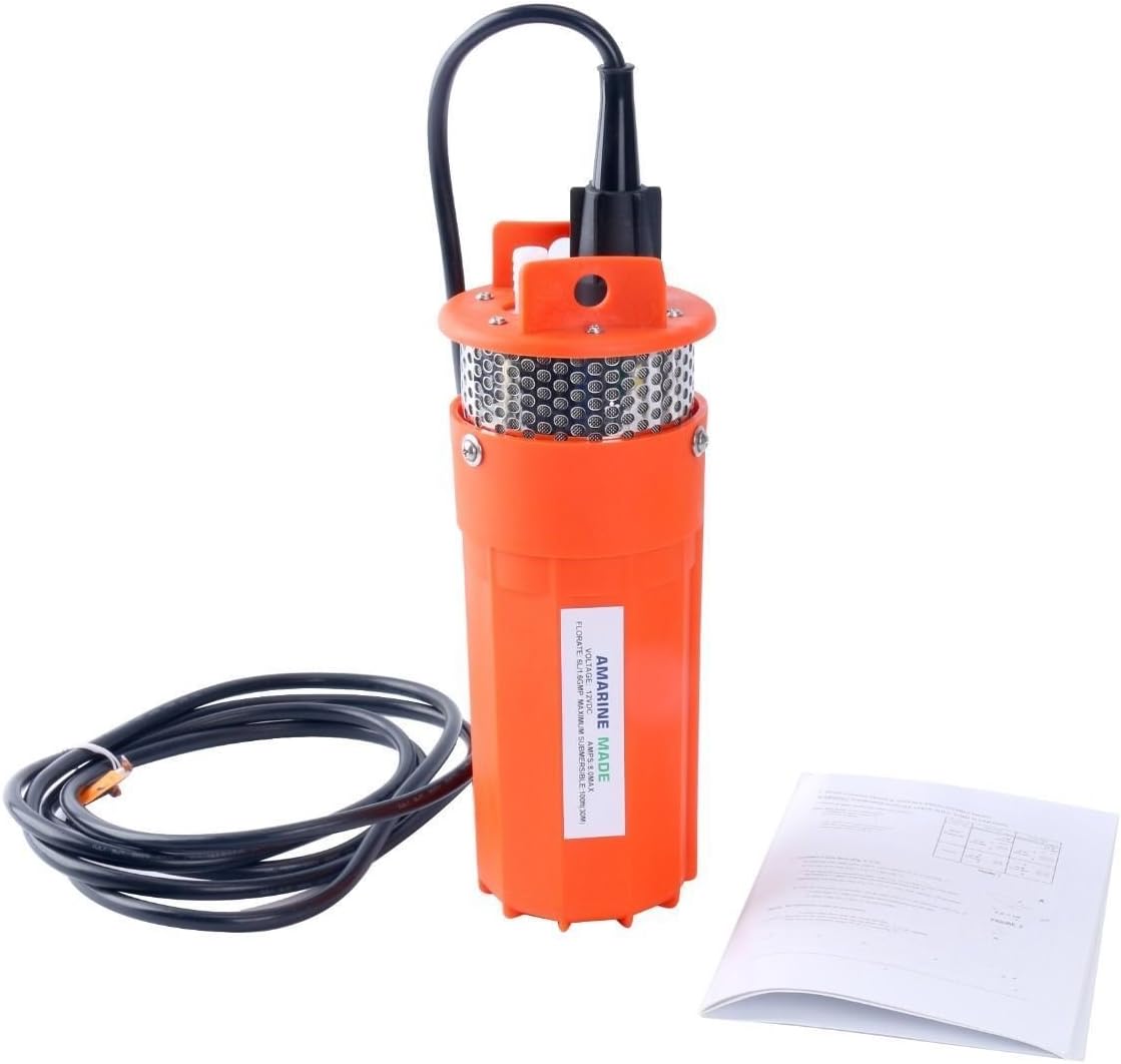 Amarine Made 12V DC Submersible Deep Well Water Pump/Alternative Energy Solar Battery Powered Water Well Pump for Remote Water Needs
