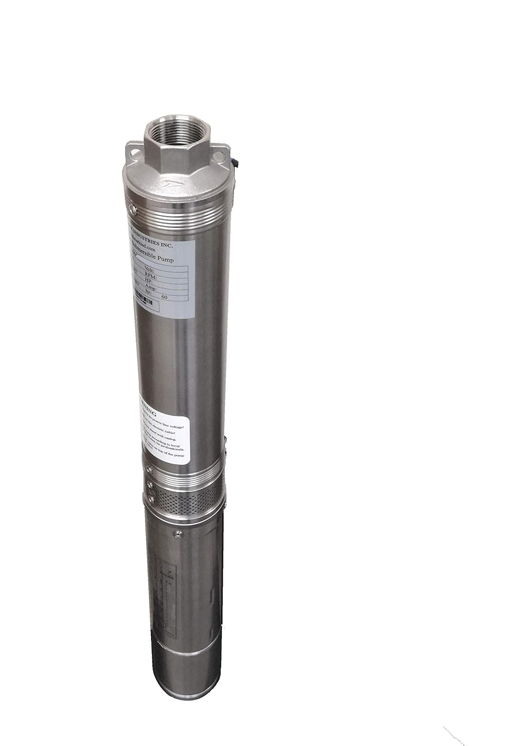 Hallmark Industries MA0343X-4A Deep Well Submersible Pump, 1/2 hp, 230V, 60 Hz, 25 GPM, 150 Head, Stainless Steel, 4