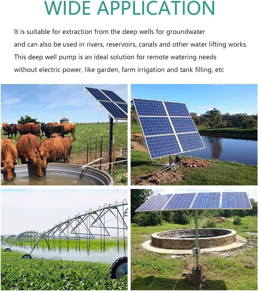 Submersible Solar Water Pump Solar Well Pump Submersible Deep Well Pump Stainless Steel Submersible Well Pump Irrigation Pump 5.3GPM 150FT for Garden Farm Ranch Agricultural 24V 260W Submersible Solar Water Pump Solar Well Pump Submersible Deep Well Pump Stainless Steel Submersible Well Pump Irrigation Pump 5.3GPM 150FT for Garden Farm Ranch Agricultural 24V 260W