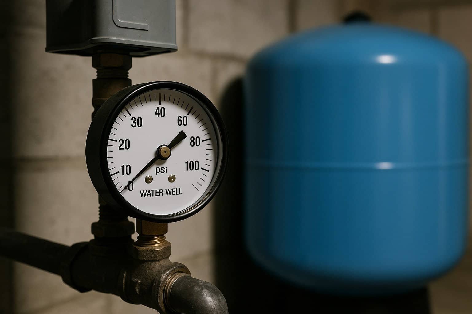 Well pressure tank and gauge