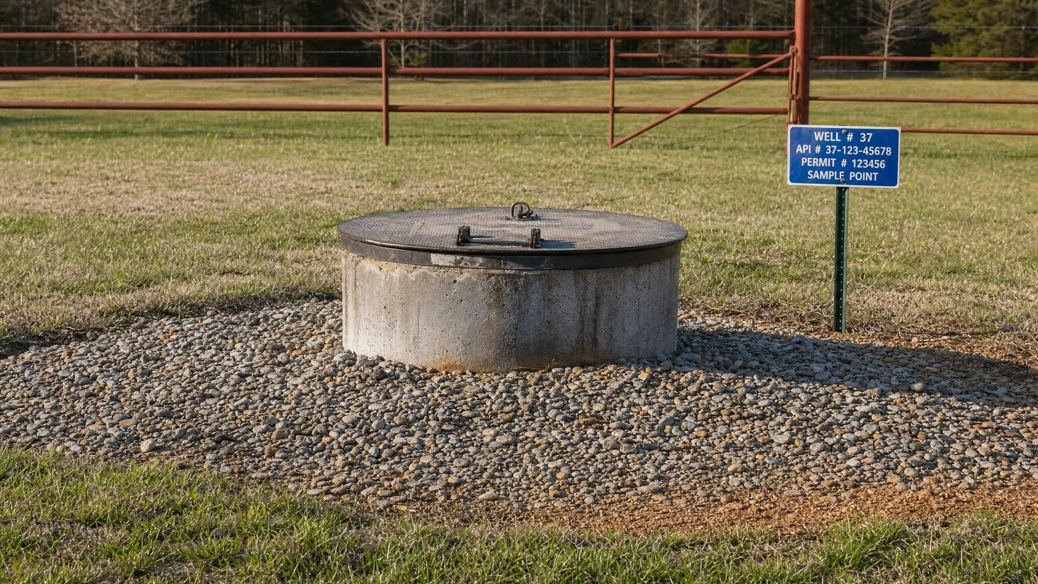 Wellhead inspection showing sanitary seal and cap